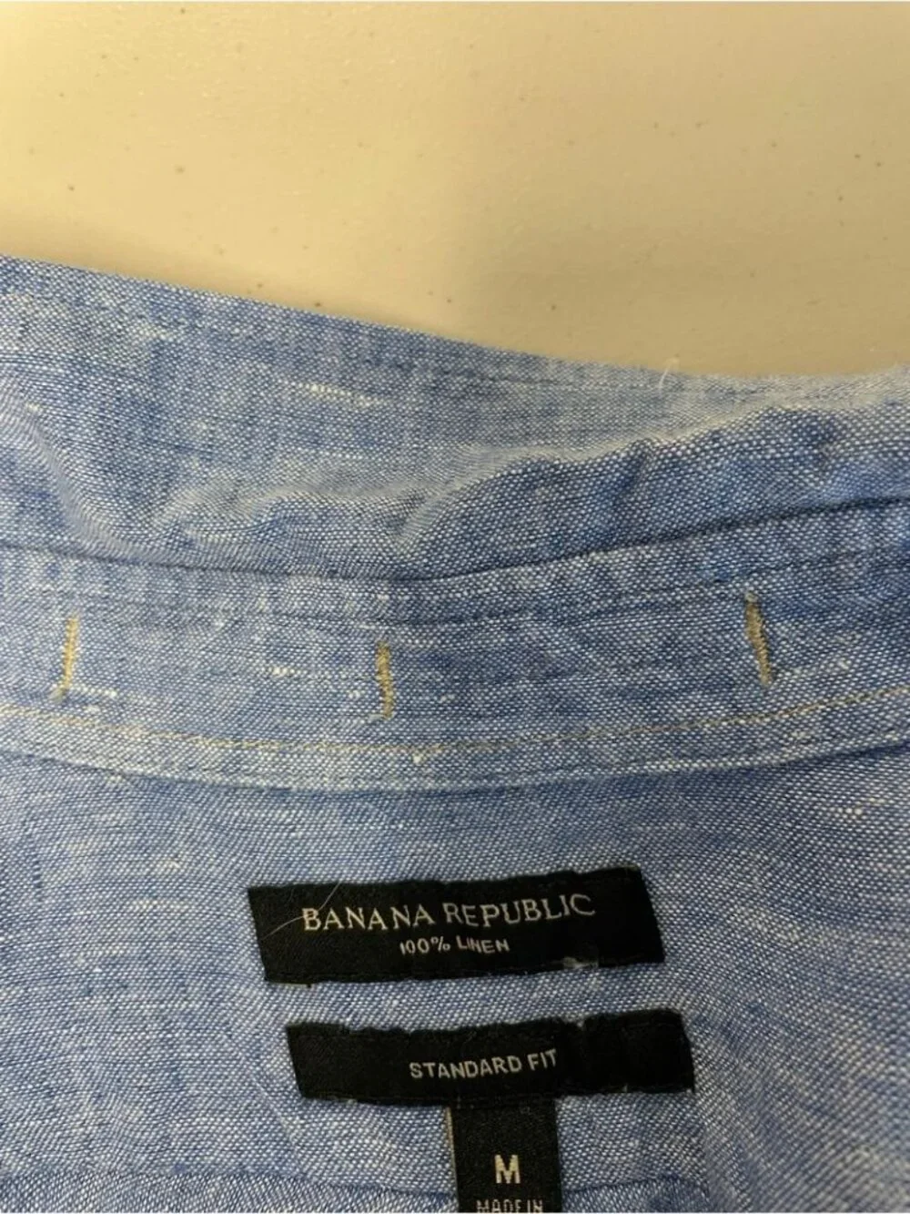 Banana Republic Linen Button Shirt Blue Medium Quiet Luxury Casual Summer